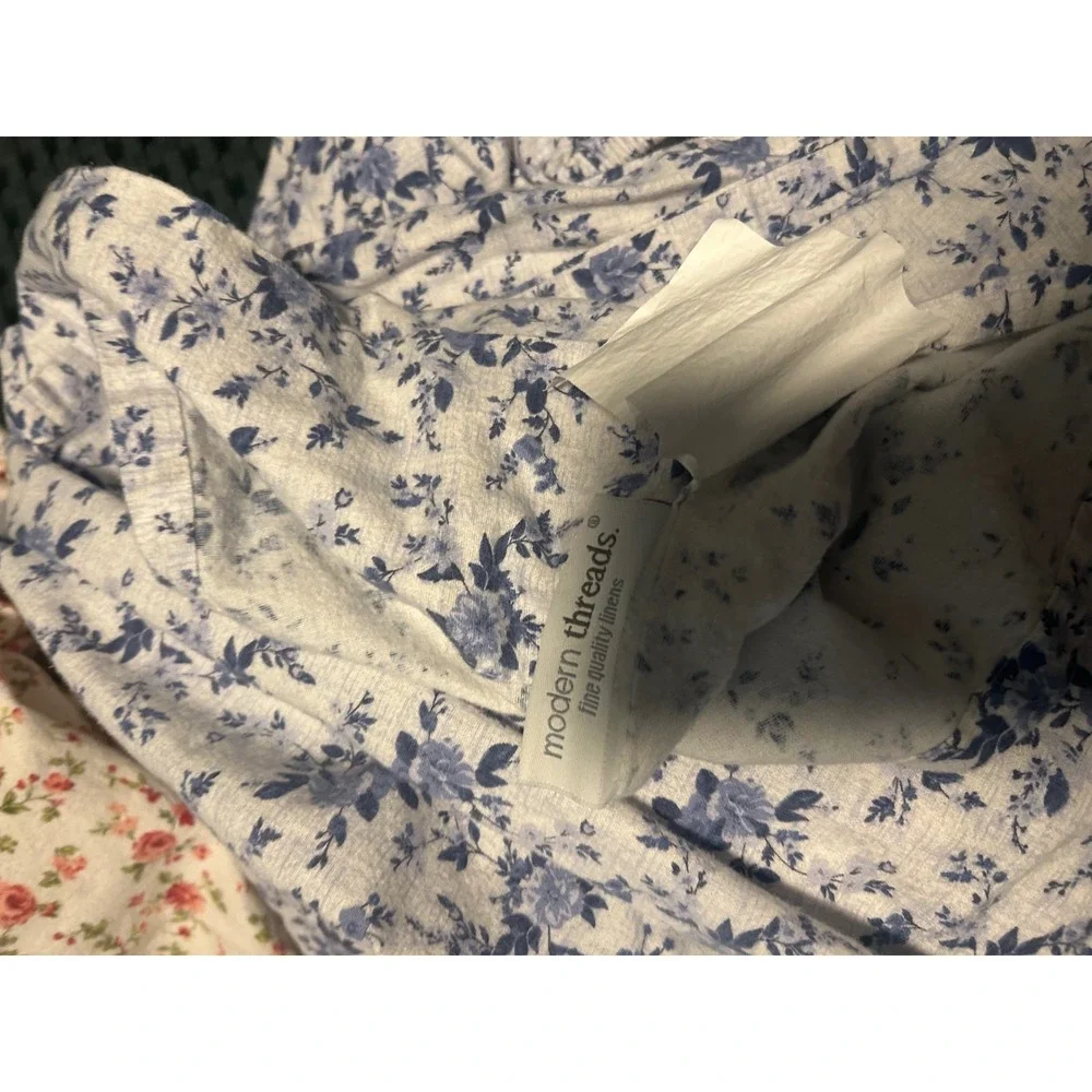 Modern Threads Twin Sheets set 2 Floral Red Blue 100% Cotton flannel Cottagecore